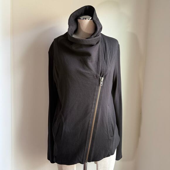 Helmut Lang Asymmetrical Knit Jacket Funnel Neck Asym Zip Black Medium - Picture 4 of 12